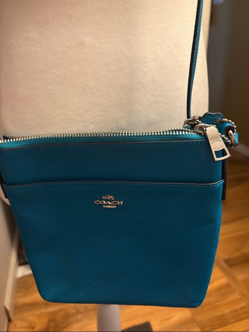 COACH Teal Blue Crossbody with Silver Hardware